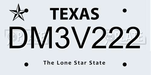 DM3V222 Texas License Plate