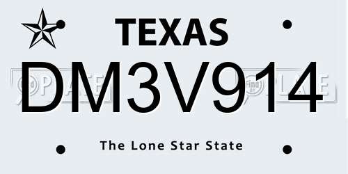 DM3V914 Texas License Plate