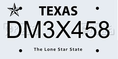 DM3X458 Texas License Plate