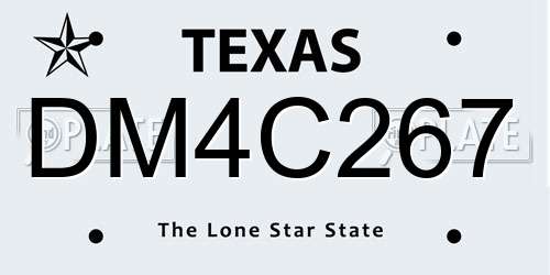 DM4C267 Texas License Plate