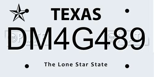 DM4G489 Texas License Plate