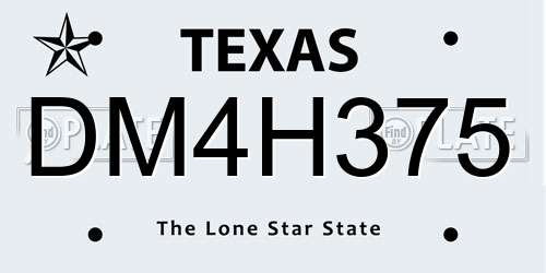 DM4H375 Texas License Plate