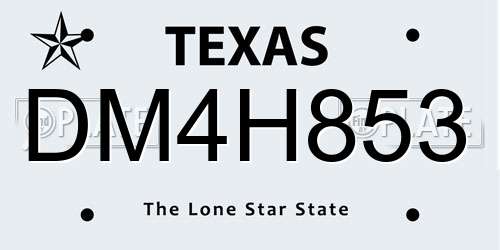 DM4H853 Texas License Plate