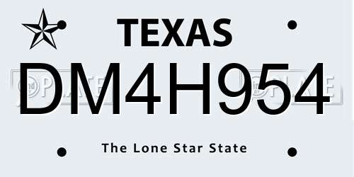 DM4H954 Texas License Plate