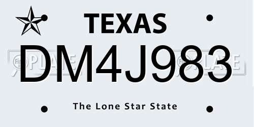 DM4J983 Texas License Plate