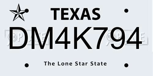 DM4K794 Texas License Plate