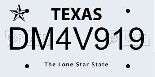 DM4V919 Texas License Plate