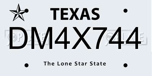 DM4X744 Texas License Plate