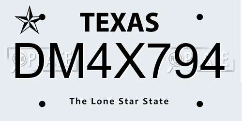 DM4X794 Texas License Plate
