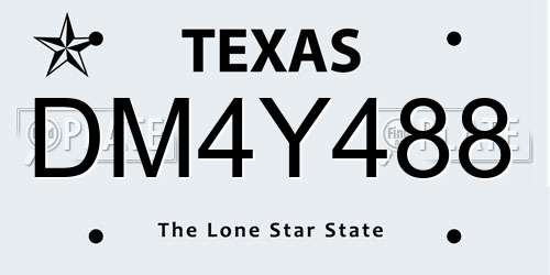 DM4Y488 Texas License Plate