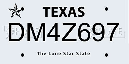 DM4Z697 Texas License Plate