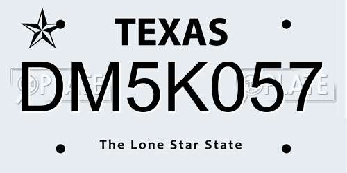 DM5K057 Texas License Plate