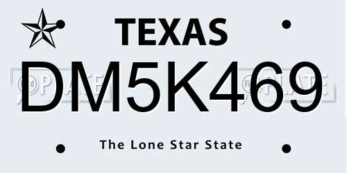 DM5K469 Texas License Plate