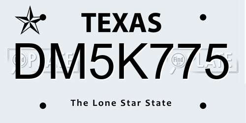 DM5K775 Texas License Plate