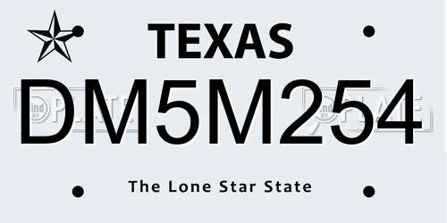 DM5M254 Texas License Plate