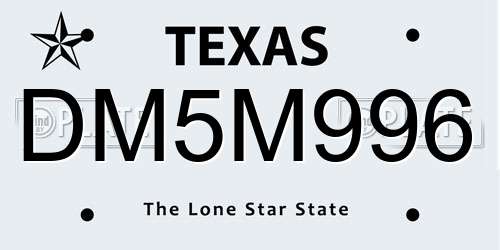 DM5M996 Texas License Plate