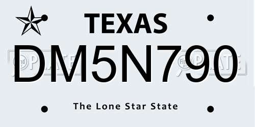 DM5N790 Texas License Plate