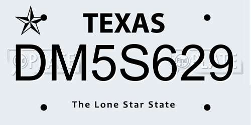 DM5S629 Texas License Plate