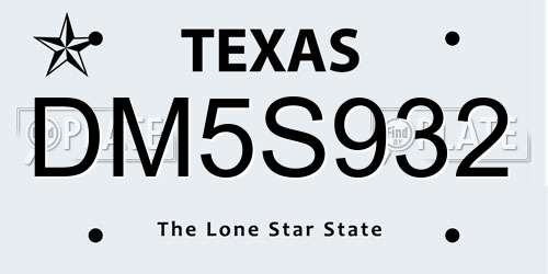 DM5S932 Texas License Plate