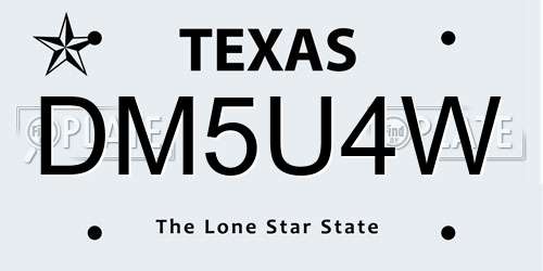 DM5U4W Texas License Plate