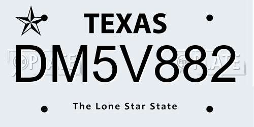 DM5V882 Texas License Plate