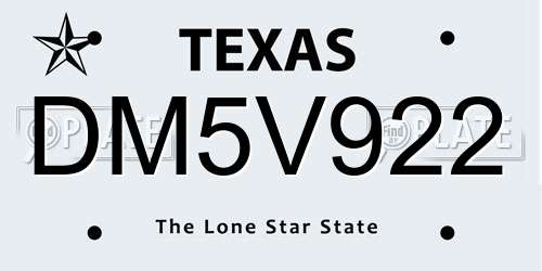 DM5V922 Texas License Plate