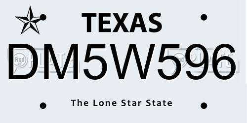 DM5W596 Texas License Plate