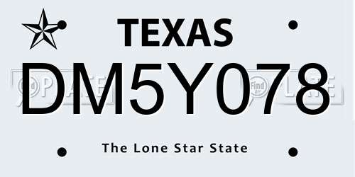 DM5Y078 Texas License Plate
