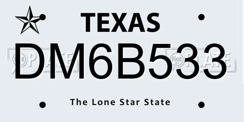 DM6B533 Texas License Plate