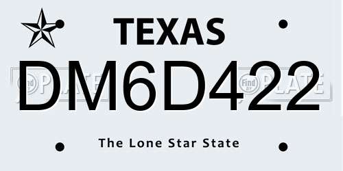 DM6D422 Texas License Plate