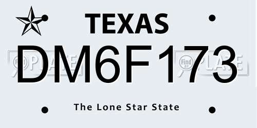 DM6F173 Texas License Plate