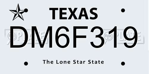 DM6F319 Texas License Plate