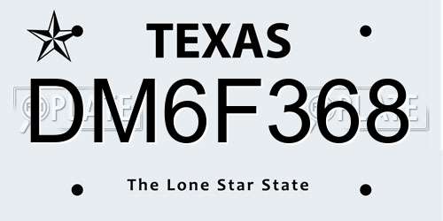 DM6F368 Texas License Plate