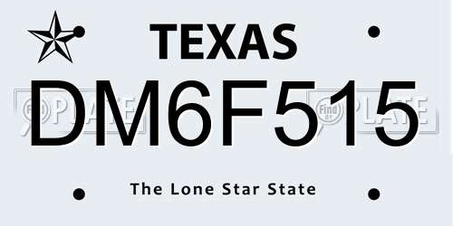 DM6F515 Texas License Plate