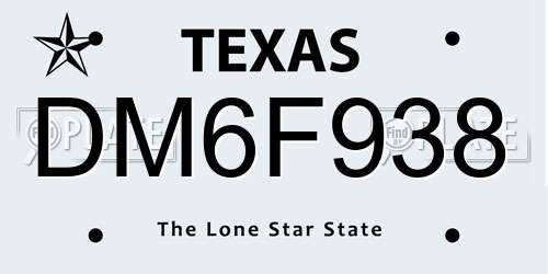 DM6F938 Texas License Plate
