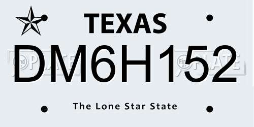 DM6H152 Texas License Plate