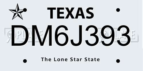 DM6J393 Texas License Plate