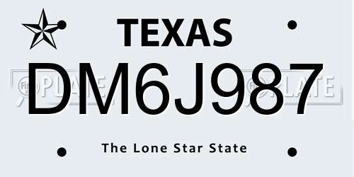 DM6J987 Texas License Plate