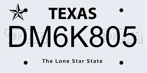 DM6K805 Texas License Plate
