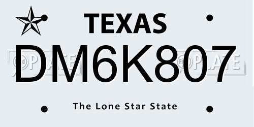 DM6K807 Texas License Plate