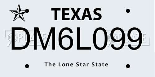 DM6L099 Texas License Plate