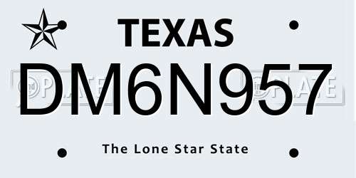 DM6N957 Texas License Plate
