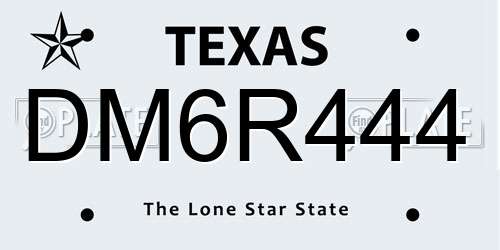 DM6R444 Texas License Plate
