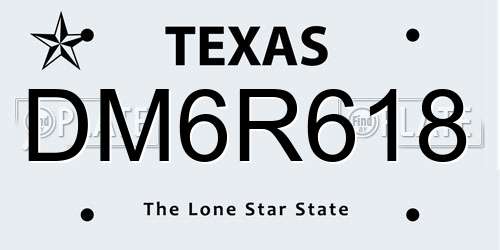 DM6R618 Texas License Plate