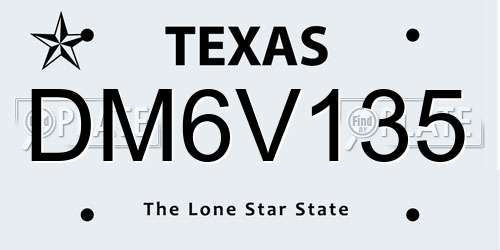 DM6V135 Texas License Plate