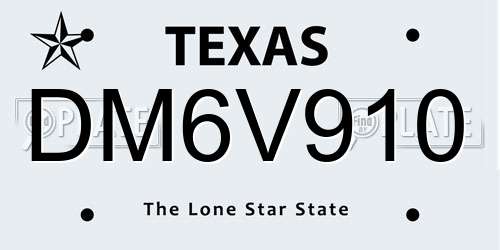 DM6V910 Texas License Plate