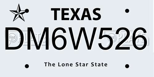 DM6W526 Texas License Plate