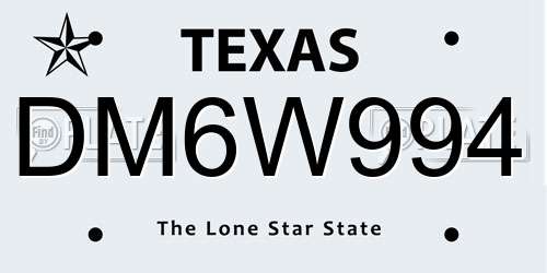 DM6W994 Texas License Plate