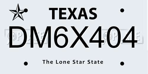 DM6X404 Texas License Plate