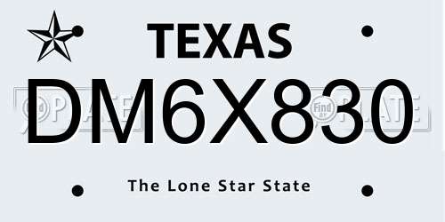 DM6X830 Texas License Plate